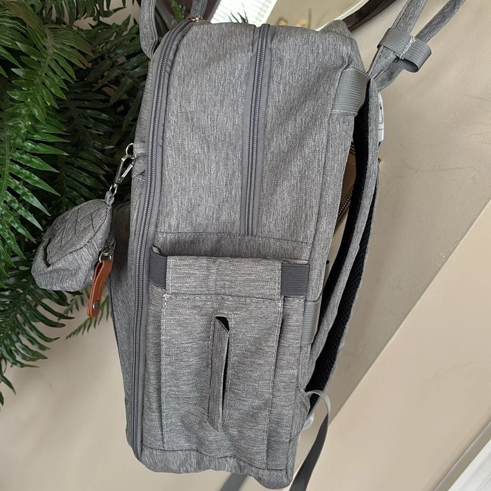 Brand New Diaper Bag Backpack Portable Changing Pad Stylish Gray Baby Organizer
